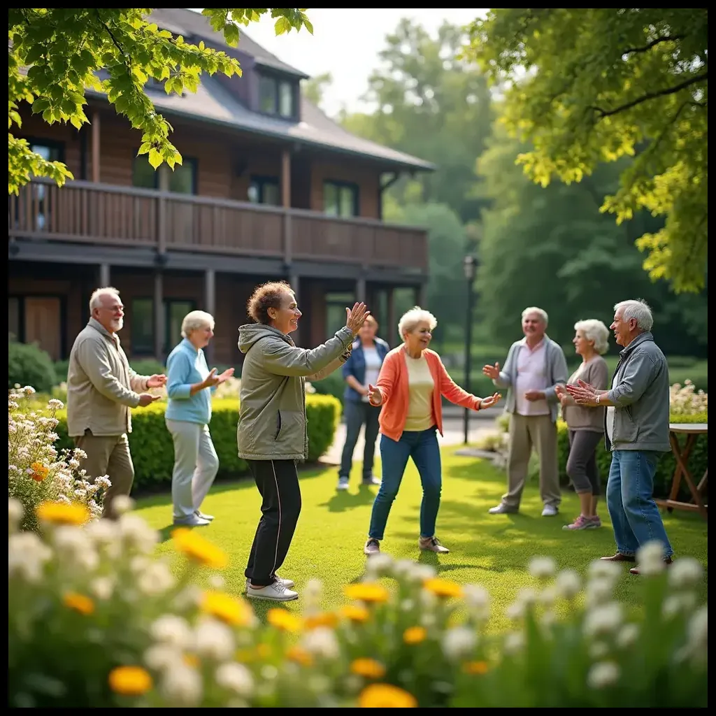 Grupa seniorów bierze udział w warsztatach artystycznych.