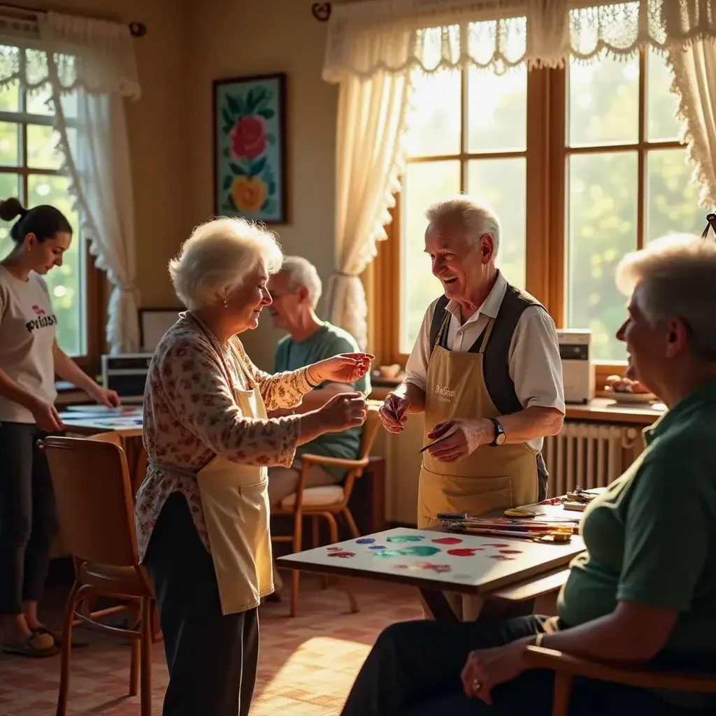 Widok na spokojny krajobraz wokół ośrodka wellness dla seniorów.